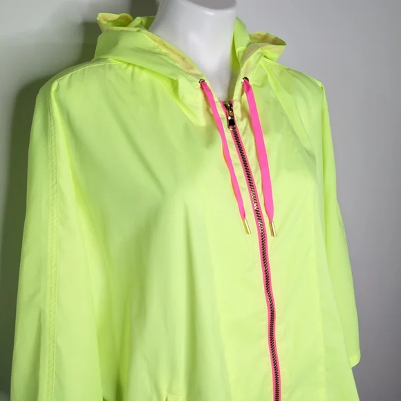 Lilly Pulitzer neon yellow hooded poncho windbreaker rain jacket L/XL - Picture 4 of 11